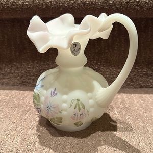 Fenton Limited Edition Beaded Melon Pitcher Garden Hand Painted by S. Hart #317